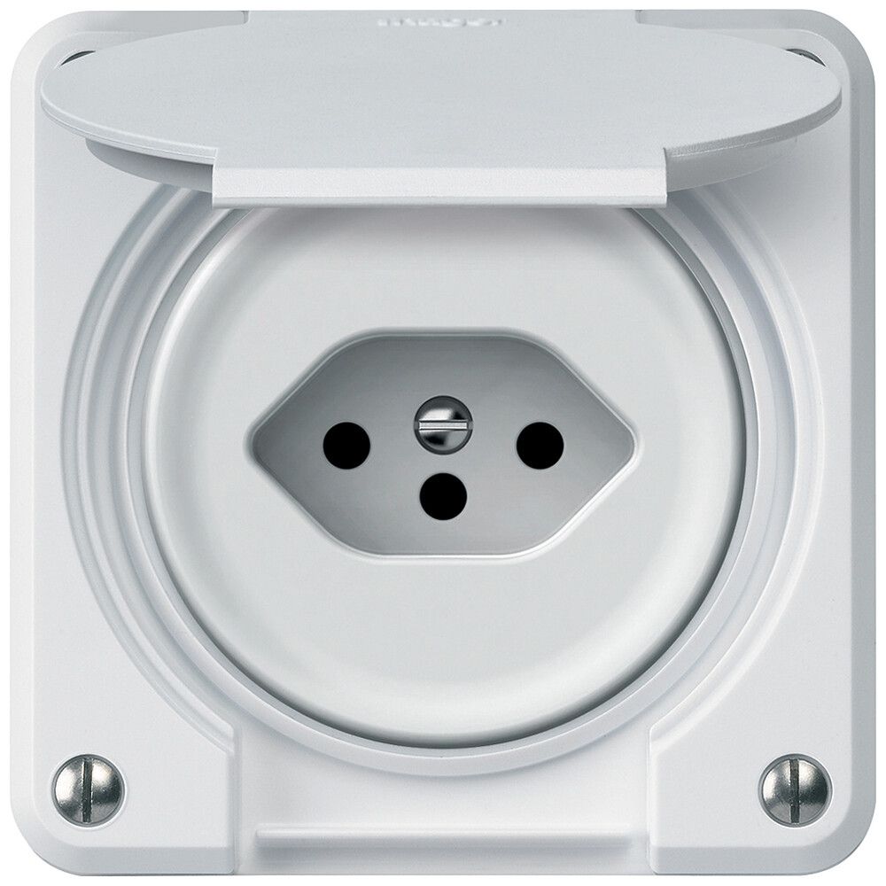 Steckdose robusto 1×T13 10A 250V 86×86mm IP21 weiss