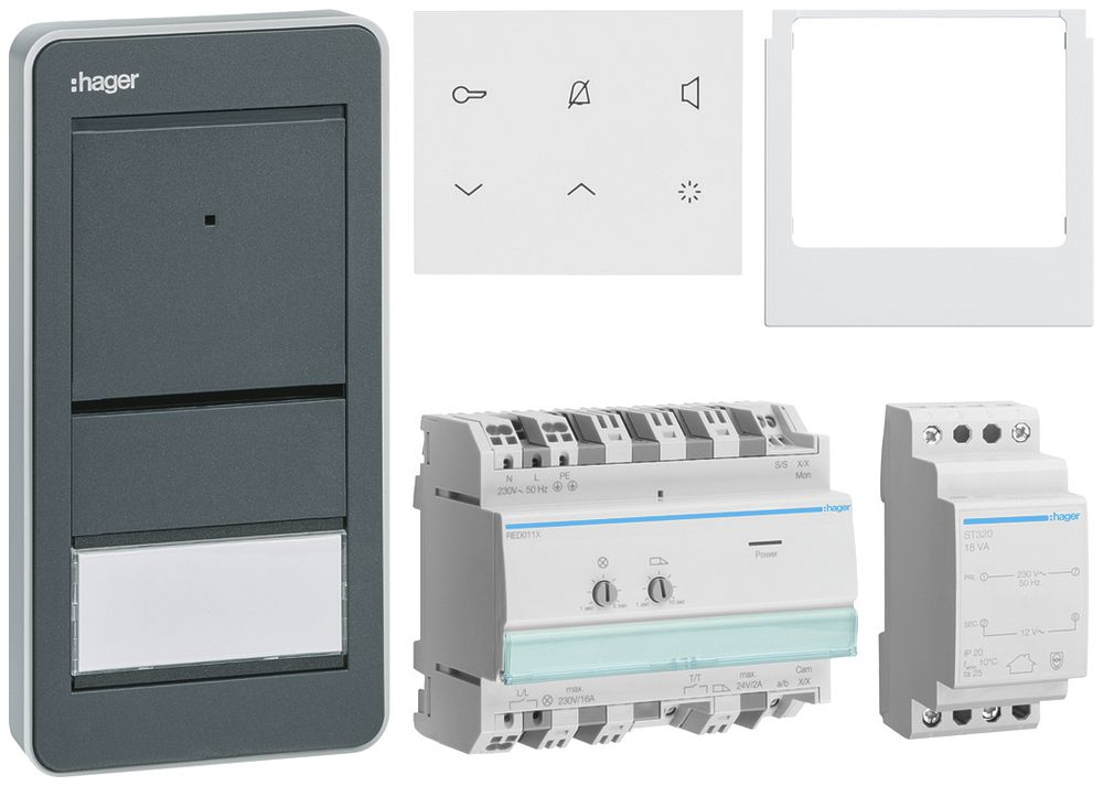 Kit audio elcom.home p.1appart.poste intérieure blanc/extérieure anthracite