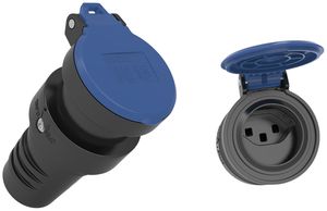 Kupplungssteckdose Typ 23 Ferratec L+N+PE 16A 250V gerade Gummi IP55 sz-bl