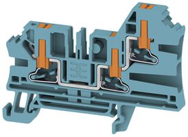 Durchgangs-Reihenklemme WM AL3C 4 BL 4mm² 32A 1000V PUSH IN 3×1 TH35 blau