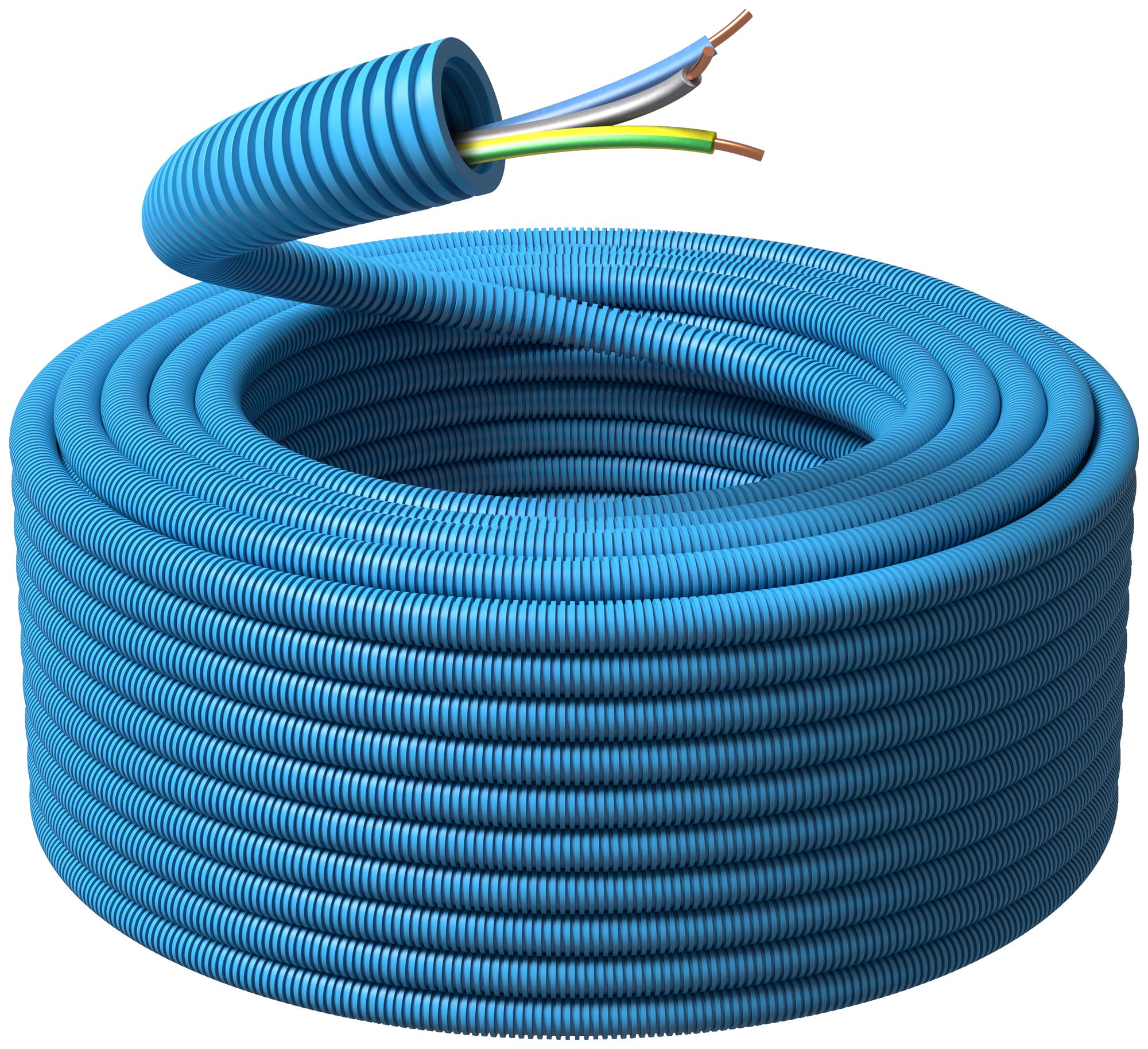 Tube d'installation précâblé KRFWG PM M20 bleu H07V-U 3×1.5mm² bl/gr/vt-jn