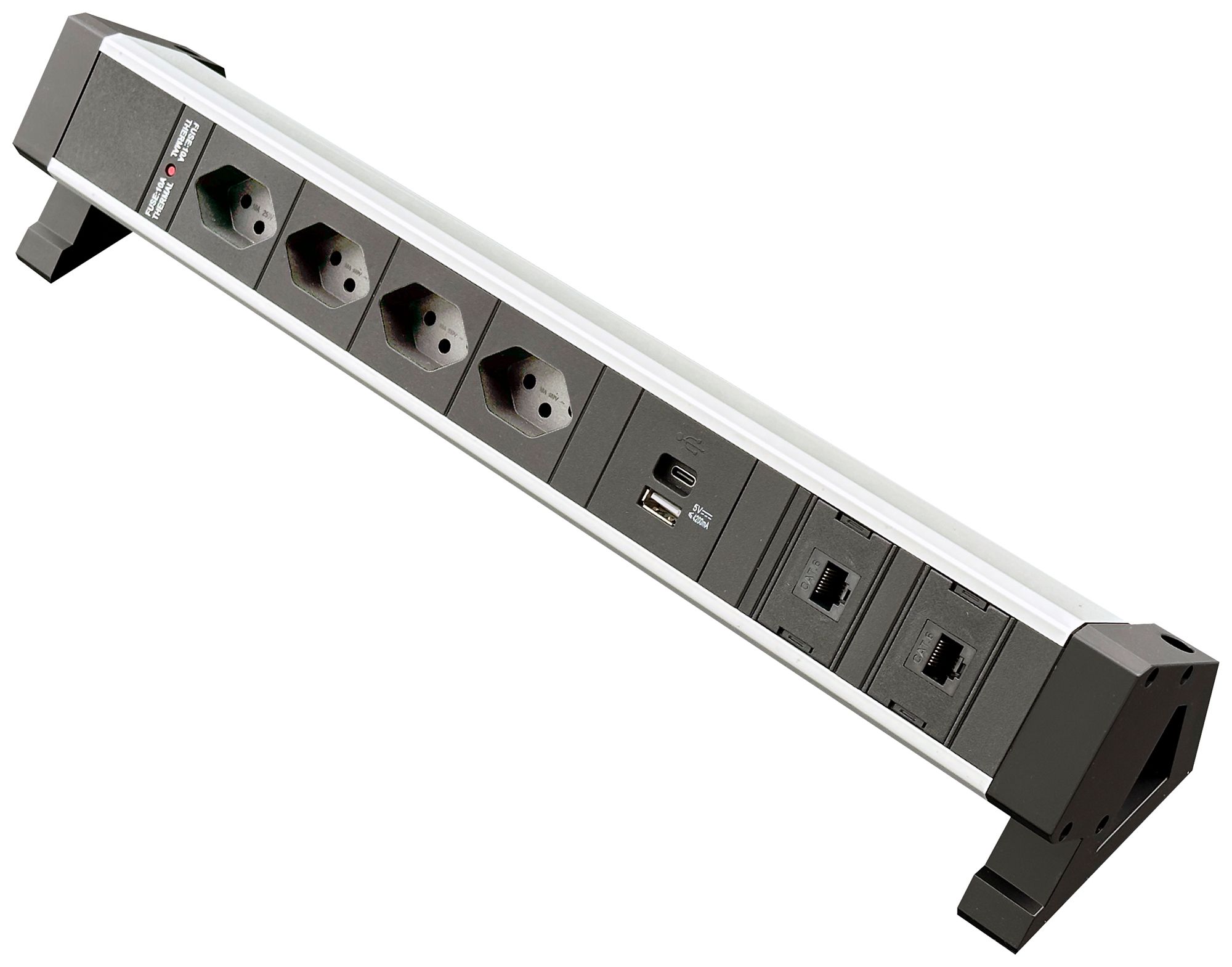 Prise multiple de table Desk-Mountain 4×T13/1×USB-A/1×USB-C/2×RJ45 3m T12 F=10A