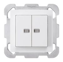 UP-Leuchtdruckschalter kallysto 1/3+3/1 mit 2 Linsen weiss Befestigungsplatte