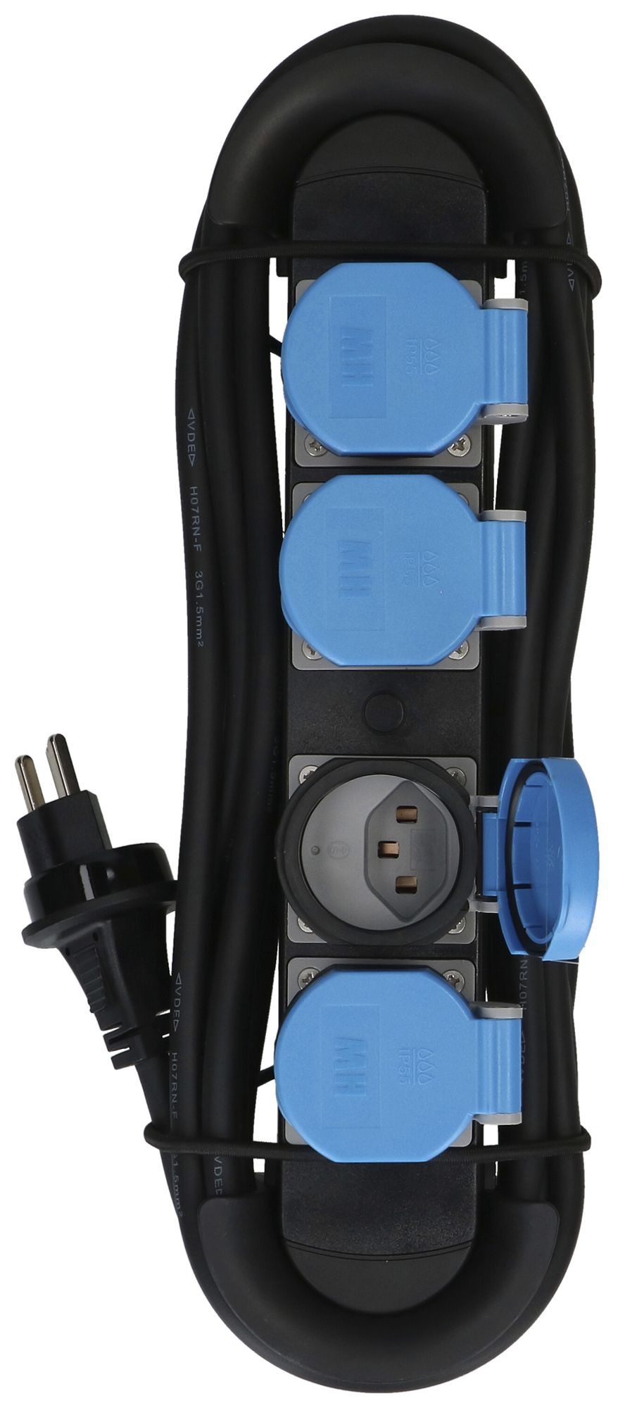 Presa multipla MAX HAURI Construct Line 5m 4×T23 IP55 90° nero