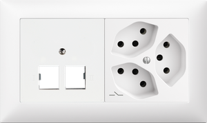UP-Kombination Edue 1x2, R&M 2×RJ45 + 3×T13 1×S ws