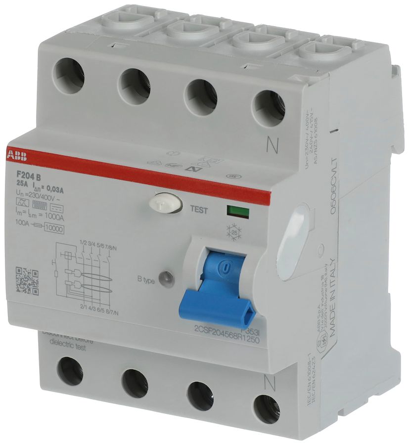 Fehlerstromschutzschalter proM compact 3PN Typ B, 25A 30mA 4TE kurzzeitverzögert