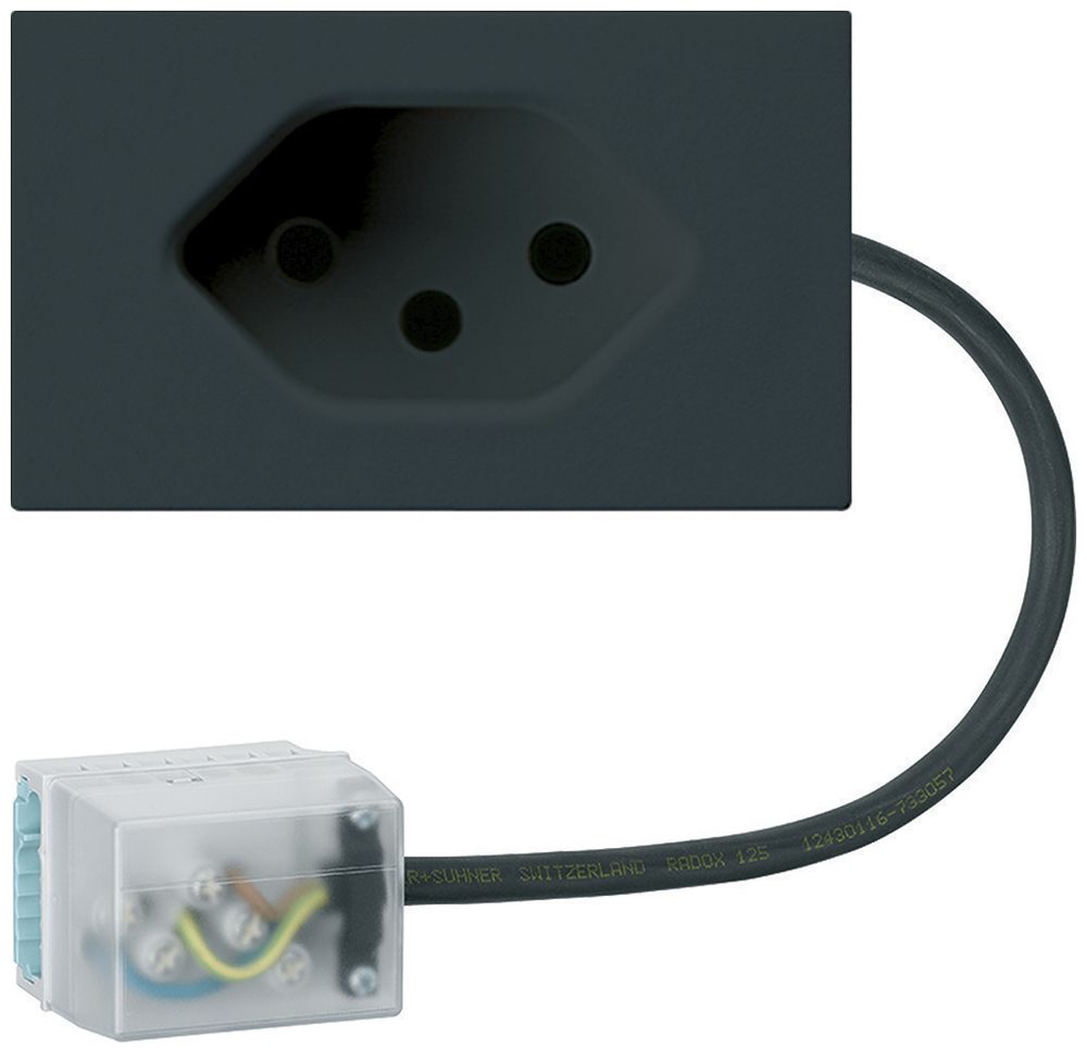 EB-Steckdose 1×Typ 13 Hager FLF für Flachkabel Ecobus power L1 schwarz