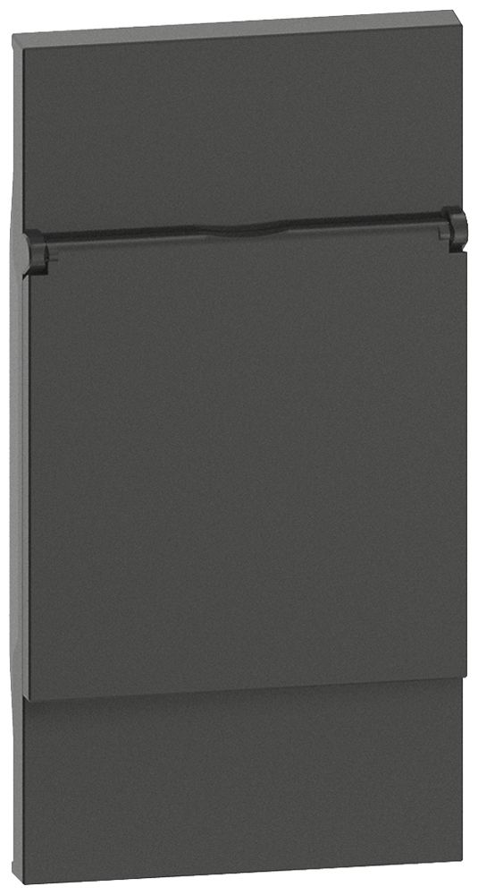 Cache Living Now 2 modules pour prise Schuko/FR/BE a.couvercle rabattable noir