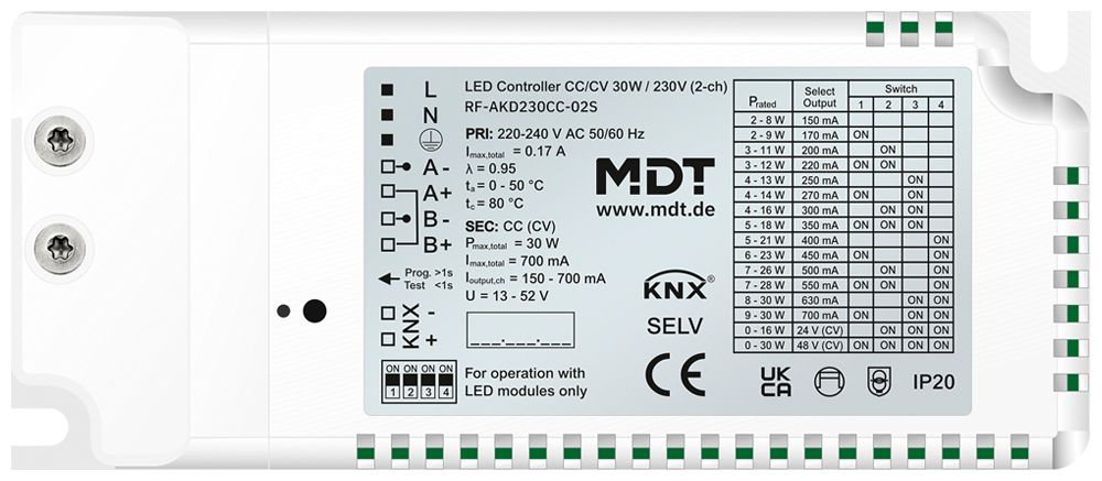 Alimentation LED KNX MDT RF-AKD230CC.02S 2-can 30W 220…240V