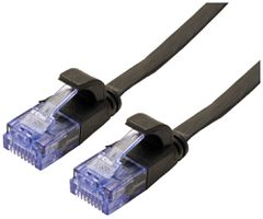 Câble patch RJ45 VALUE cat.6A U/UTP AWG32 PVC plat noir 0.5m