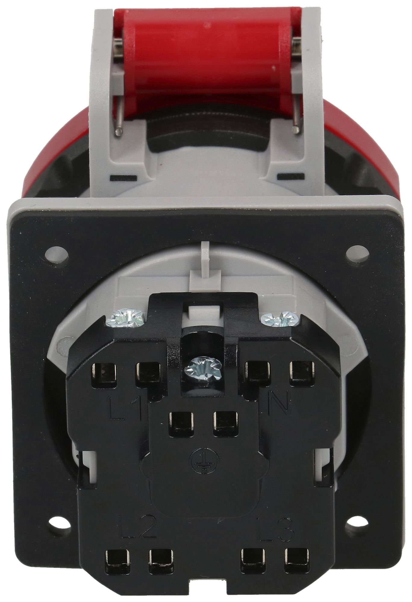 EB-Steckdose MAX HAURI 1× Schweizer Norm Typ 25 16A 400V 50×66×64mm IP55 rot