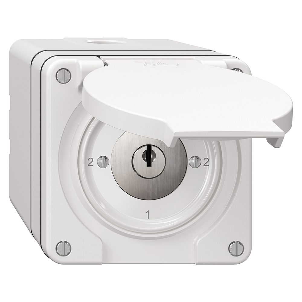 Interrupteur rotatif NAP NEVO, 3/2L, avec serrure&2 clés, KS, 2-1-2-1, blanc