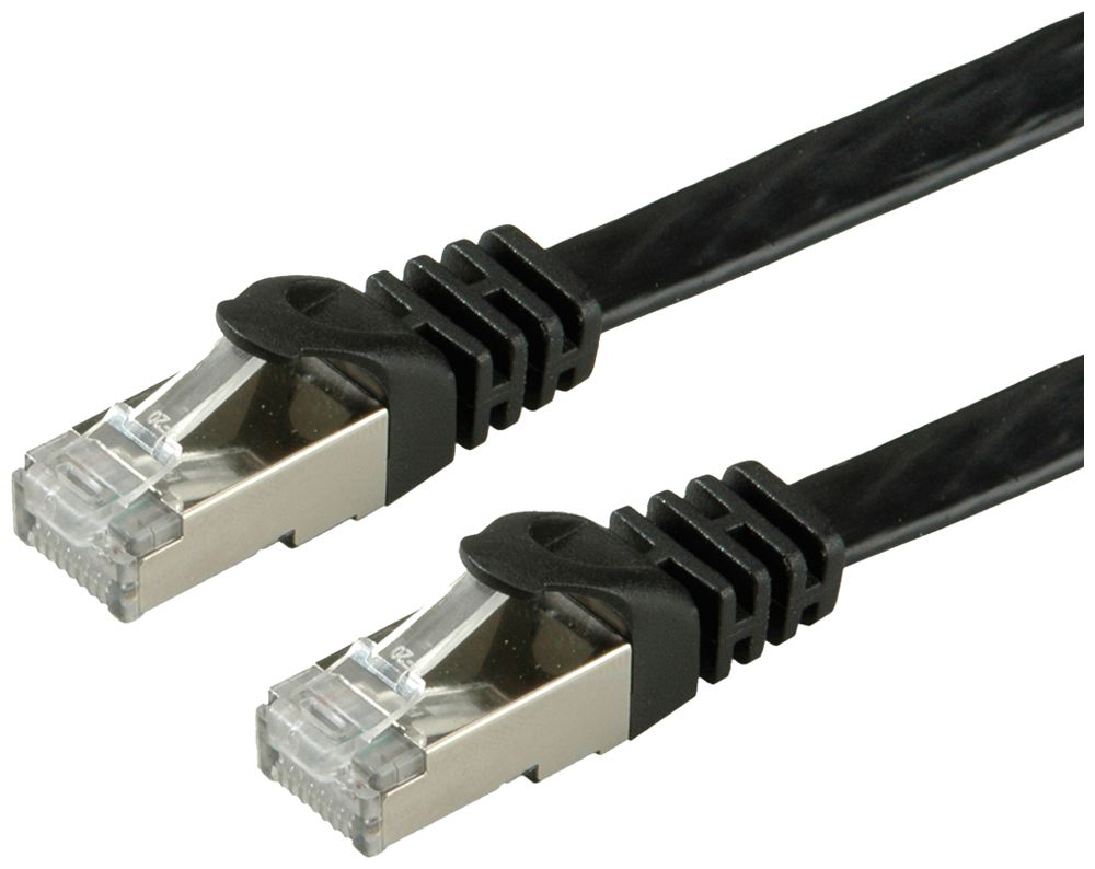 Patchkabel RJ45 VALUE Kat.6 U/FTP flach schwarz 0.5m
