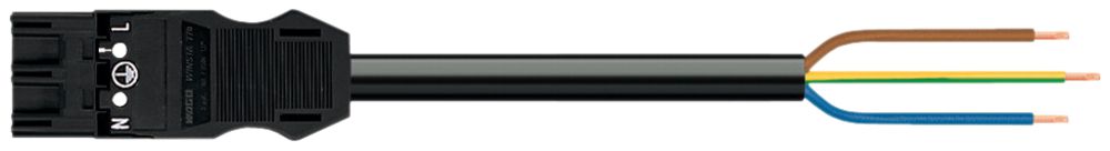 Anschlussleitung WINSTA MIDI 3×2.5mm² 20A 250V 3m Kod.A Stecker/frei schwarz