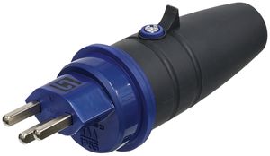 Stecker Steffen T23 IP55 16A 250V, anthrazit/blau