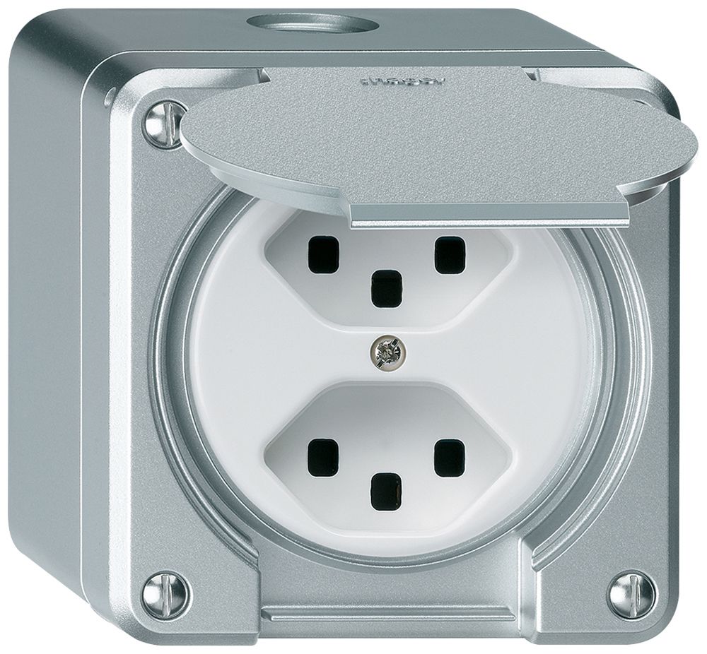 AP-Steckdose robusto 2×Typ 23 aluminium