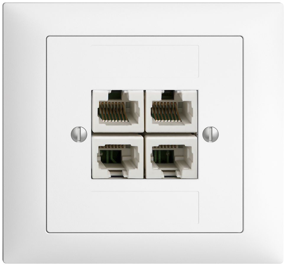 Prise INC 4×RJ45/u 4P sép.EDIZIOdue blanc ITplus