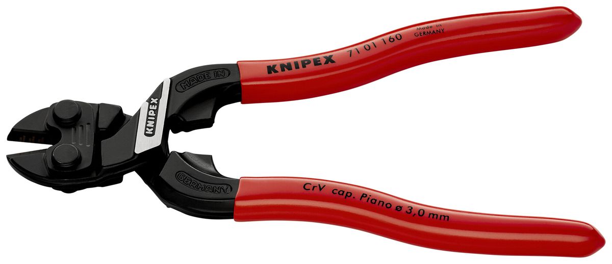 Tagliabulloni compatta KNIPEX CoBolt, per funi metalliche < Ø 4.4mm, 160mm nero