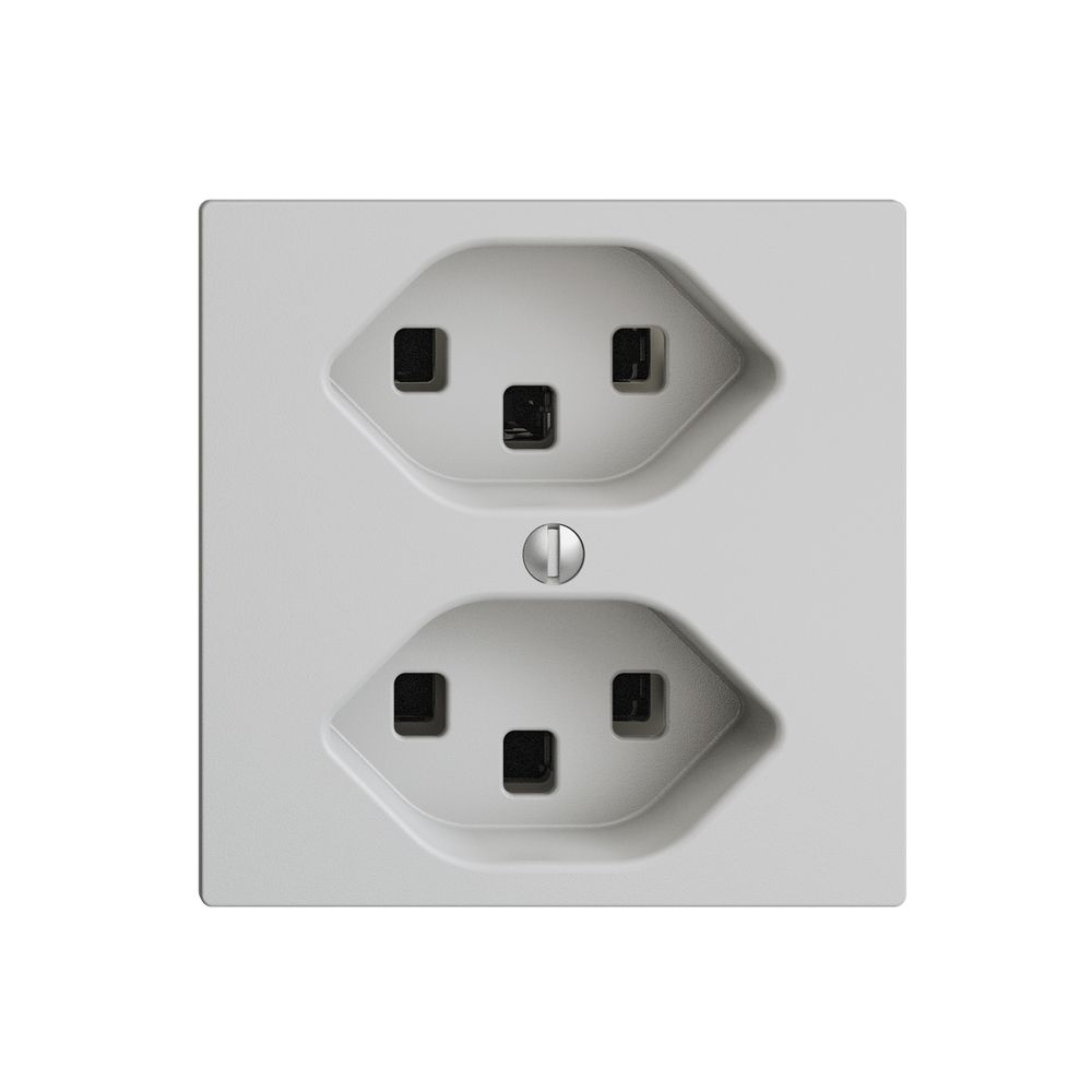Steckdose EDIZIOdue 2×T23 hellgrau 16A, mit Steckklemmen