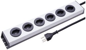 Steckdosenleiste MH 6×T23 silber/schwarz PowerLine Td 3×1.5mm² 2.5m