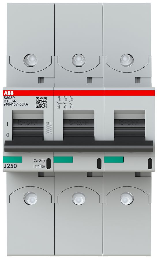 Leitungsschutzschalter ABB S803P-B100-R 3P 400V B-100A 50kA 4.5TE