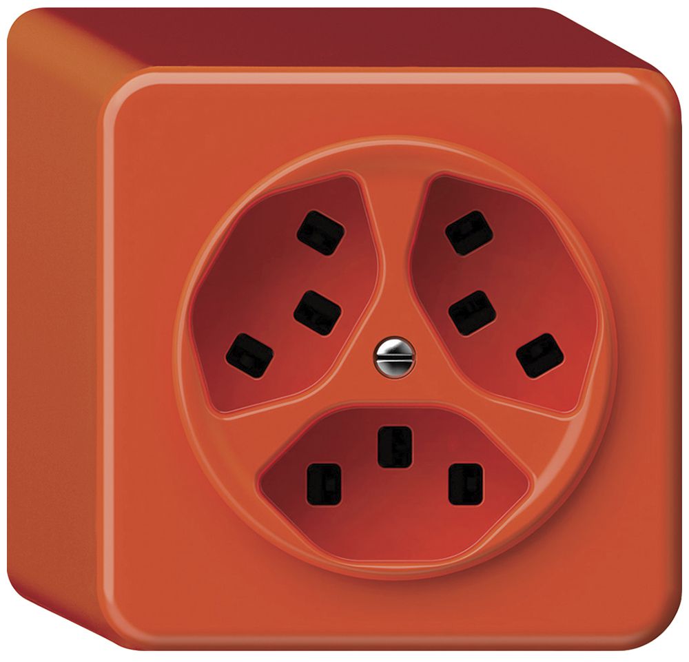 AP-Steckdose origin 3×Typ 23 16A 230V 88×88×54mm orange