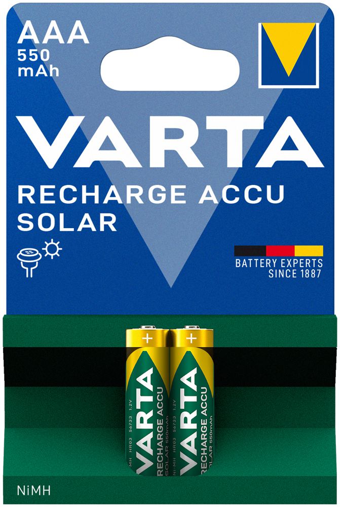 Accu VARTA Solar NiMH HR03/AAA, 0.55Ah blister a 2 pezzi