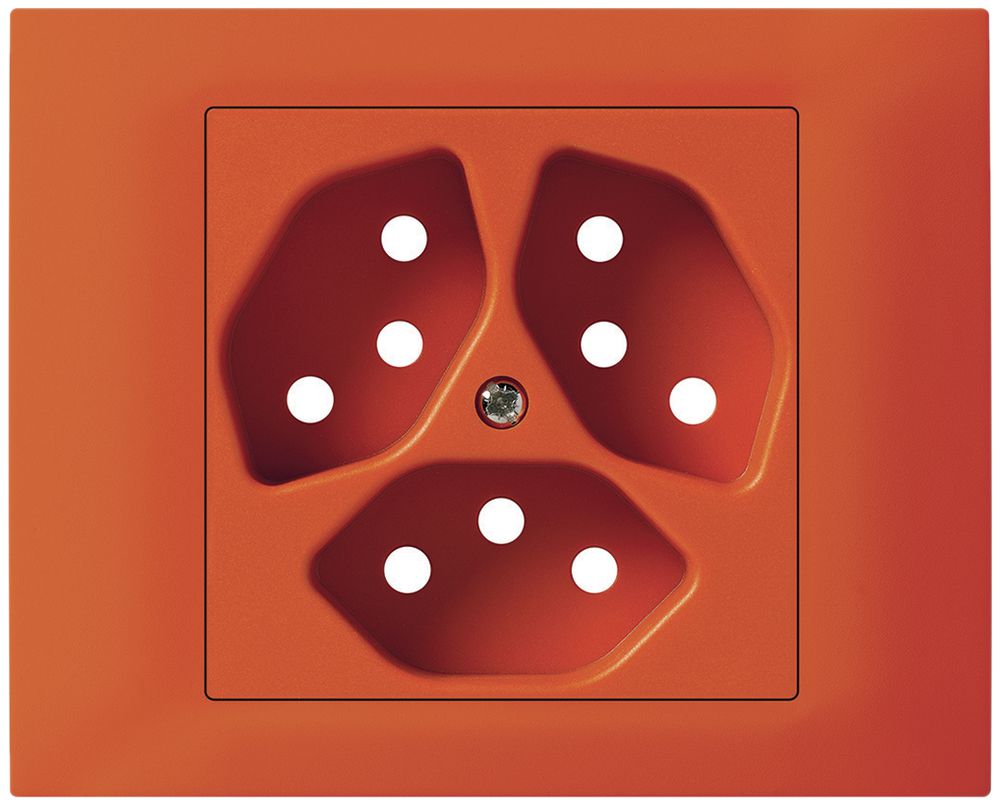 EB-Frontset kallysto f.Einbausteckdose G3 3×T13 Abdeckrahmen schraubbar orange