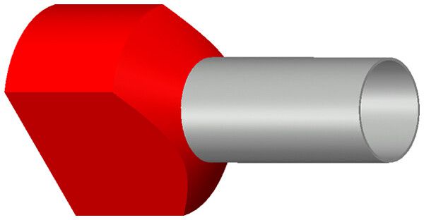 Capocorda doppio isolato 2×10mm² 14mm tipo DIN rosso