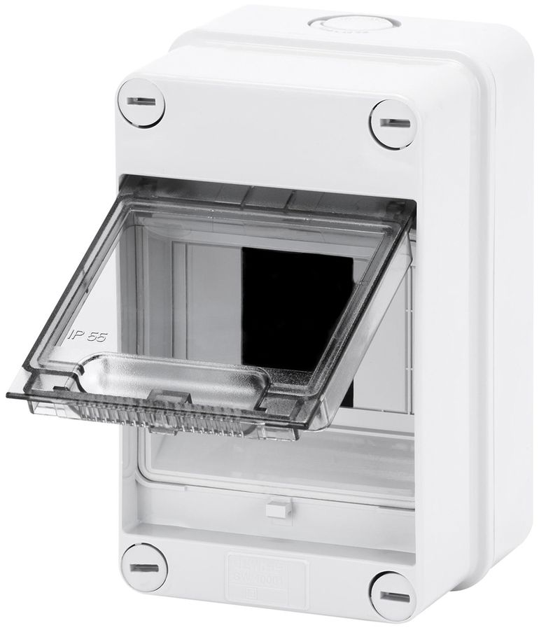 Tableau de distribution AP GEWISS 40CDK, 1 rangée 4UM, 105×170×98mm, IP55, gris