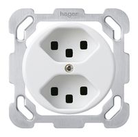 Einsatz zu UP-Steckdose basico 2×Typ 23 weiss mit Steckklemmen