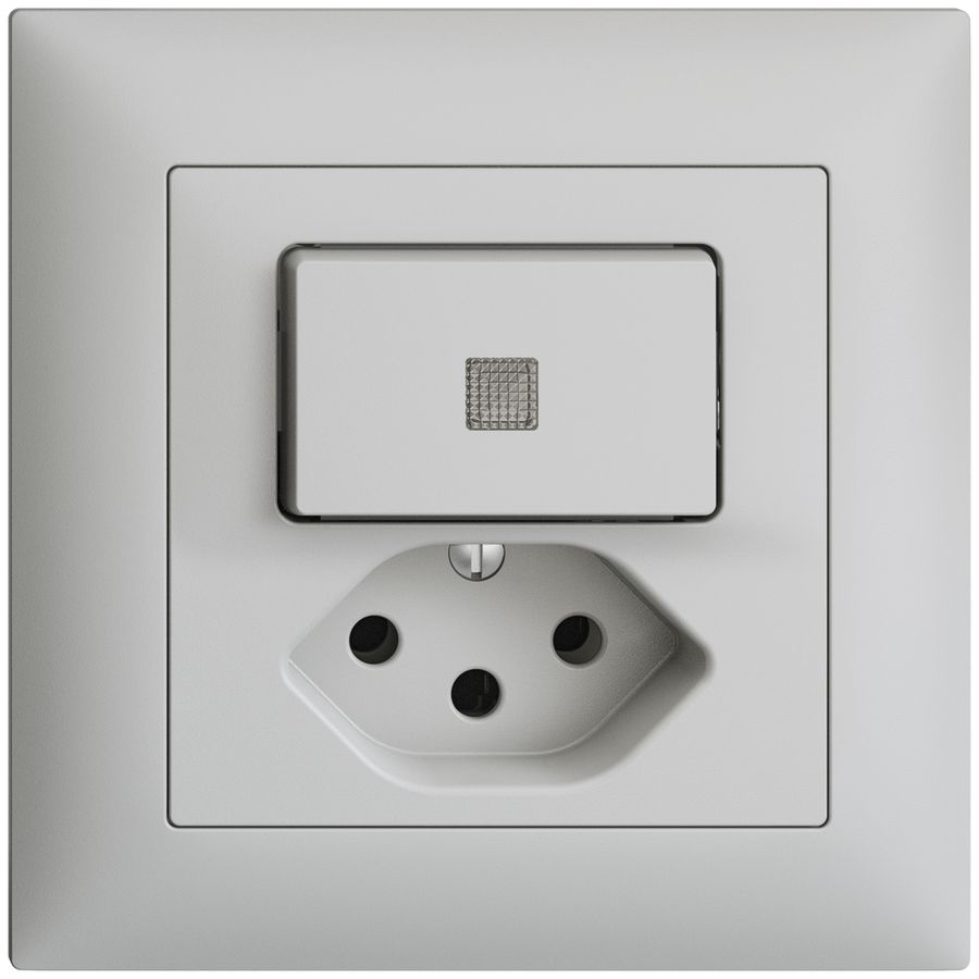 UP-Leuchtkombination 3/1L+T13 hellgrau LS EDIZIOdue mit Linse, LED gelb