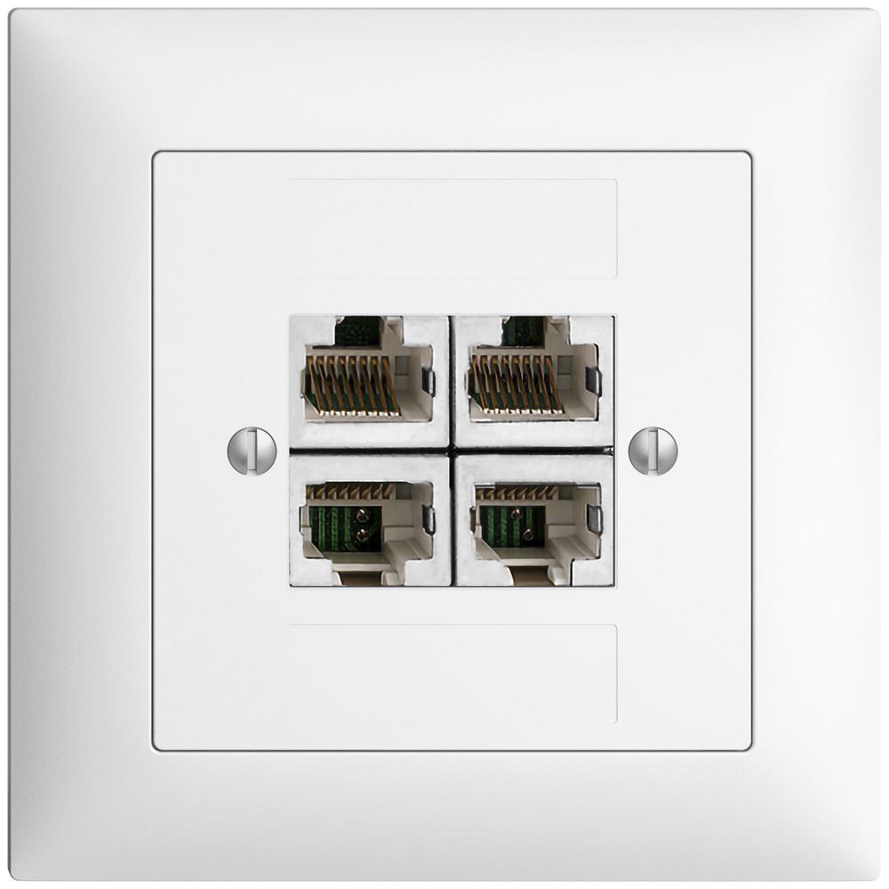 UP-Anschlussdose 4×RJ45/s 4P getr. EDIZIOdue weiss ITplus