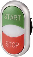 Doppeldrucktaste ETN RMQ flach START/STOP grün/rot, Ring verchromt