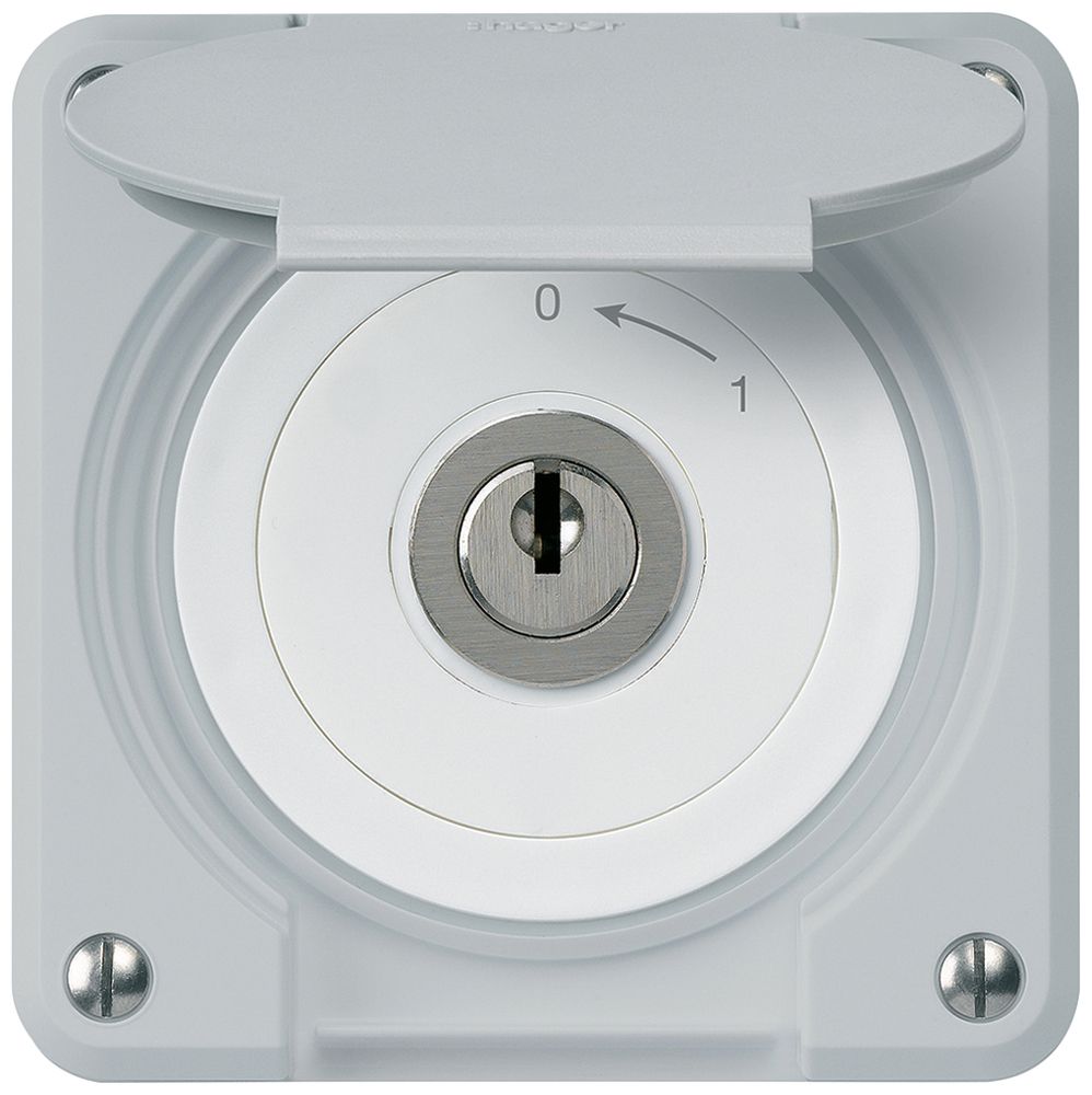 UP-Schlüsselschwenktaster robusto IP55 grau mit Deckel 1P