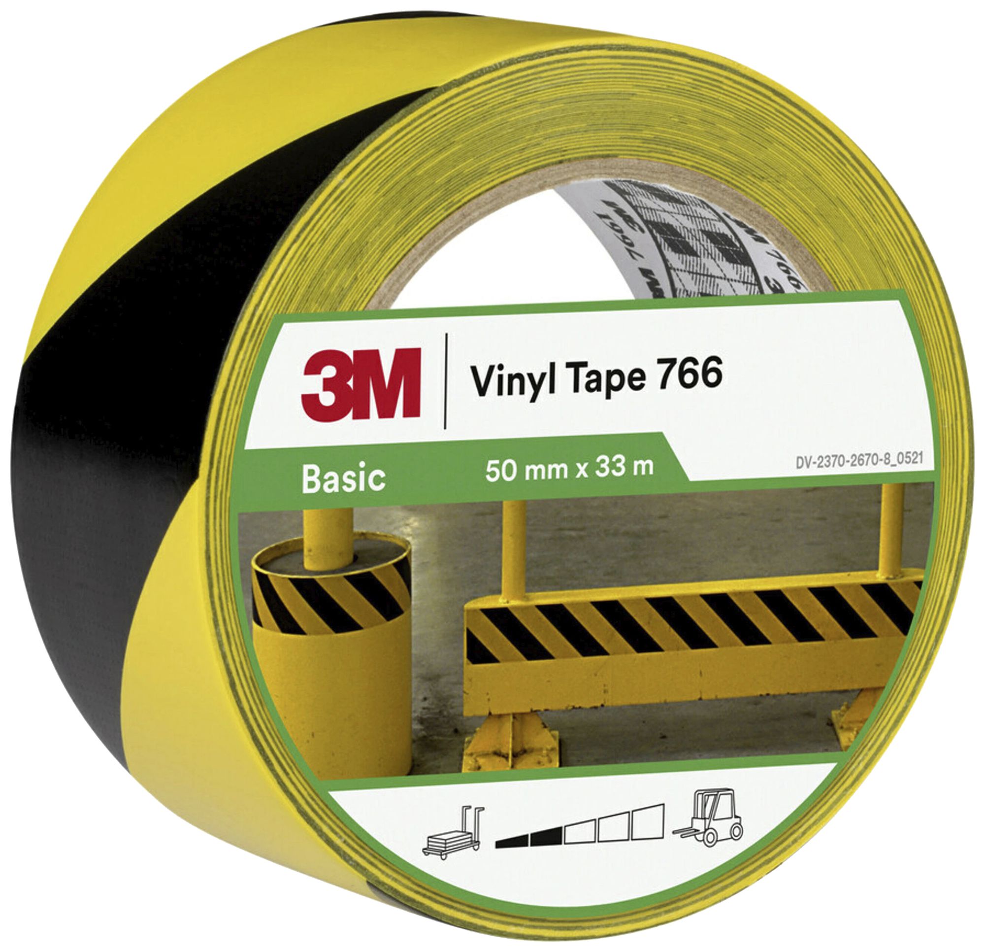Ruban adhésif 3M 766i 50mm×33m×0.12mm jaune/noir