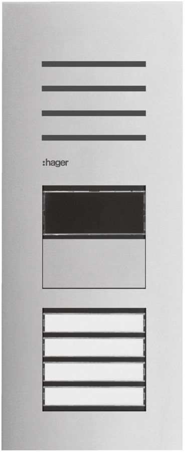 Aussenstation Audio Hager elcom.one 2-Draht mit LED für 4Wohnungen Edelstahl