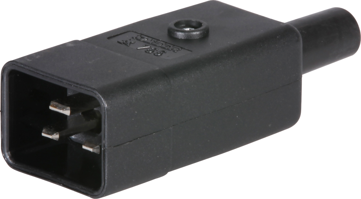Gerätestecker schwarz Typ IEC320-C20, 16A