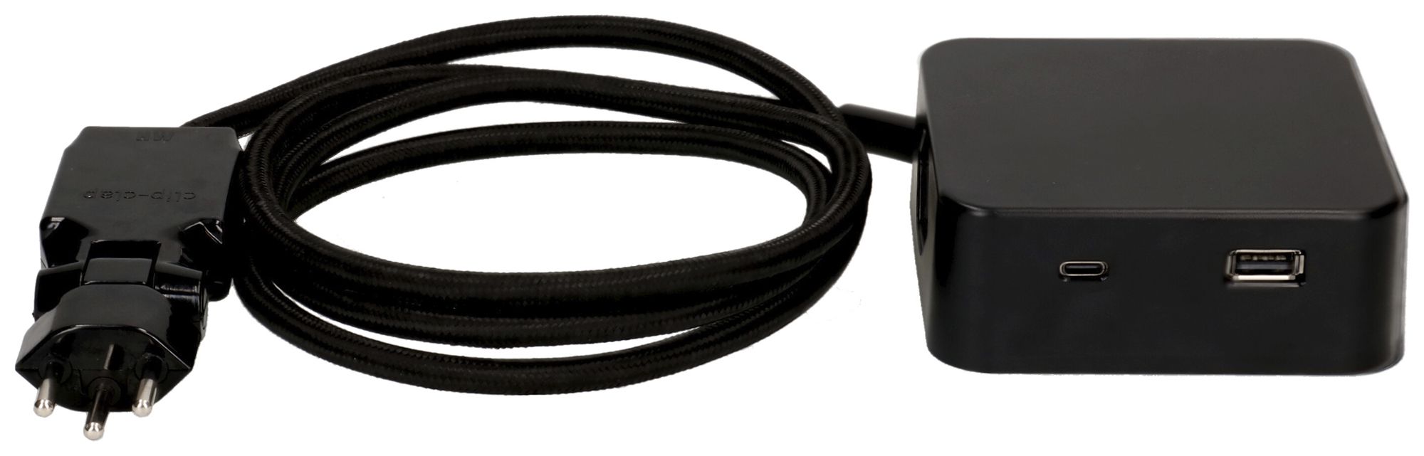 Mehrfachstecker MH Cube 3×T13 1×USB-A/1×USB-C sz Kabel 2m sz